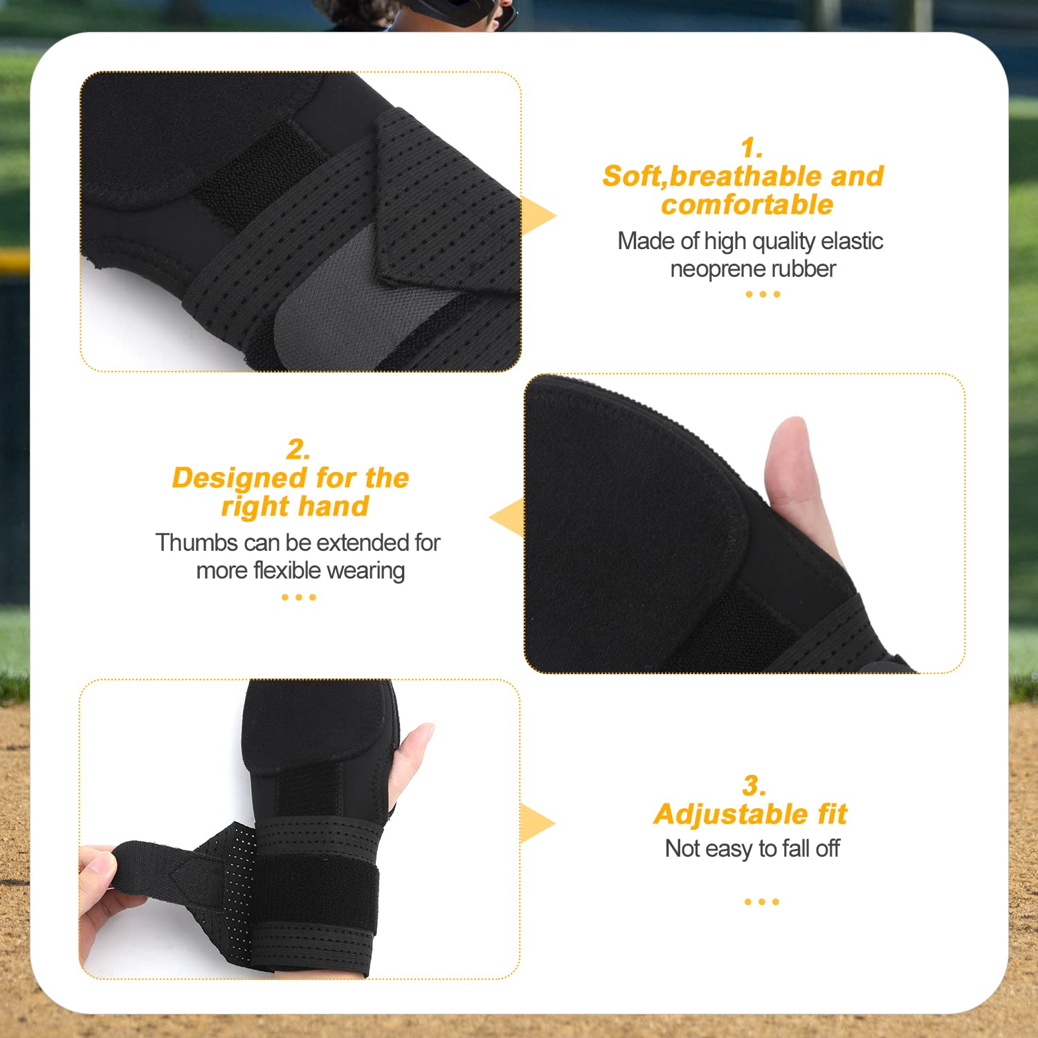 Gant de Baseball, Entraînement de Baseball Sliding Mitt avec Sangle Rétractable Softball Catcher Protection des Mains pour Adolescents Adultes (Main Droite)