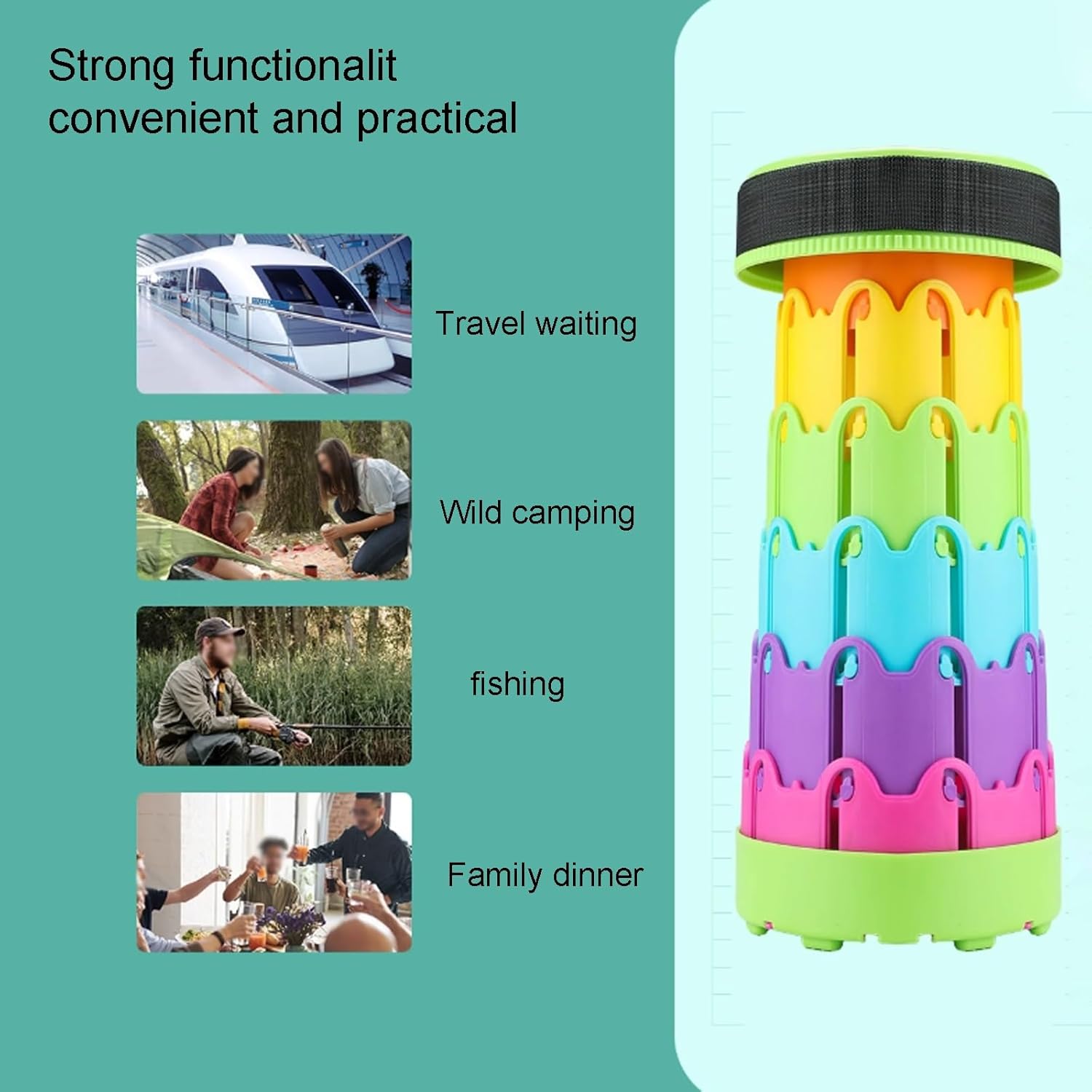 Lightweight Folding Stool, Retractable Stool, Load-Bearing 330 Pounds, Suitable for Fishing, Family Gatherings, Camping, Waiting for The Bus or Subway(Green)