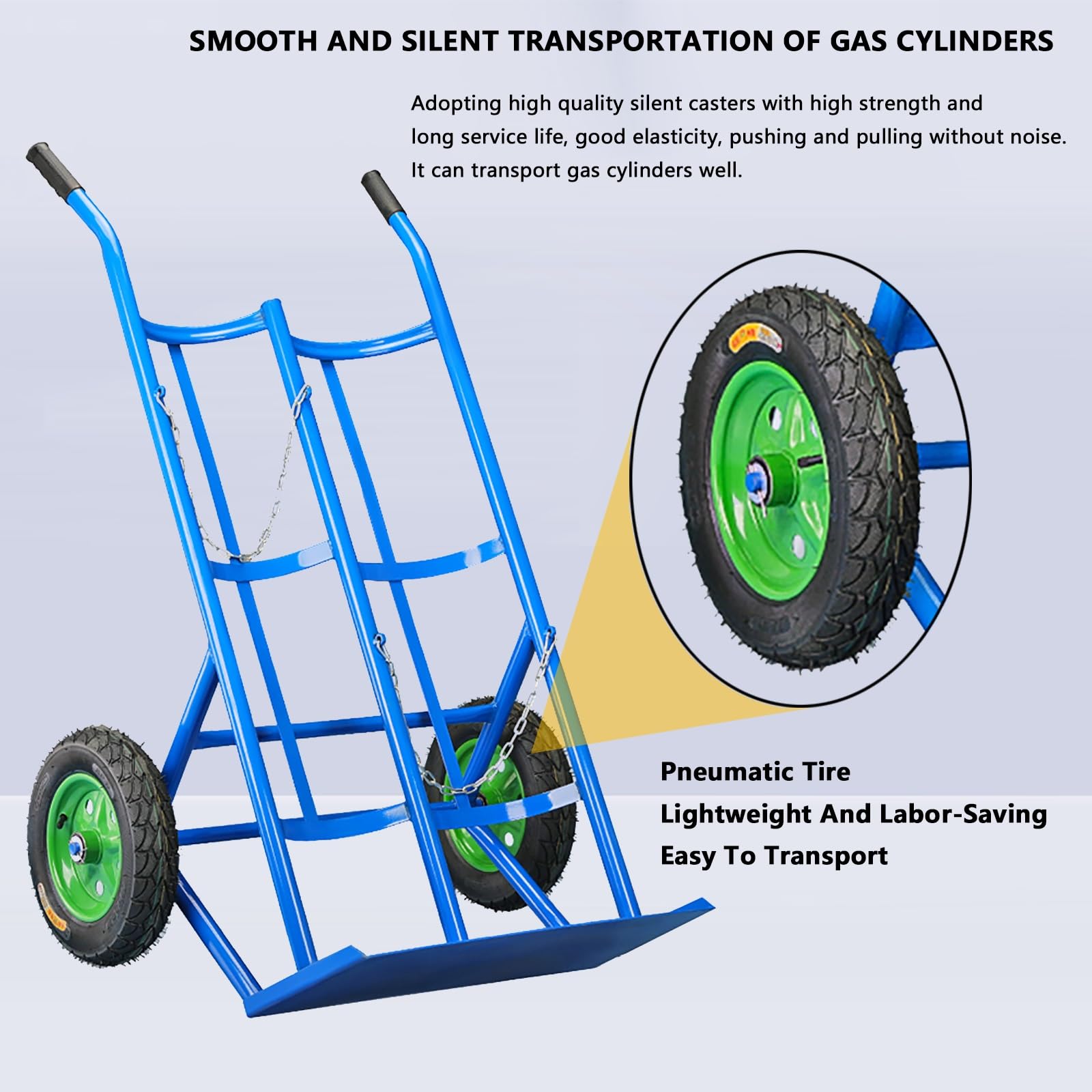 Carrello concentratore di Ossigeno Portatile con Pneumatici e Catene di Sicurezza, Grande Carrello for bombole di Ossigeno Doppie, for Lo stoccaggio e Il Trasporto di bombole.