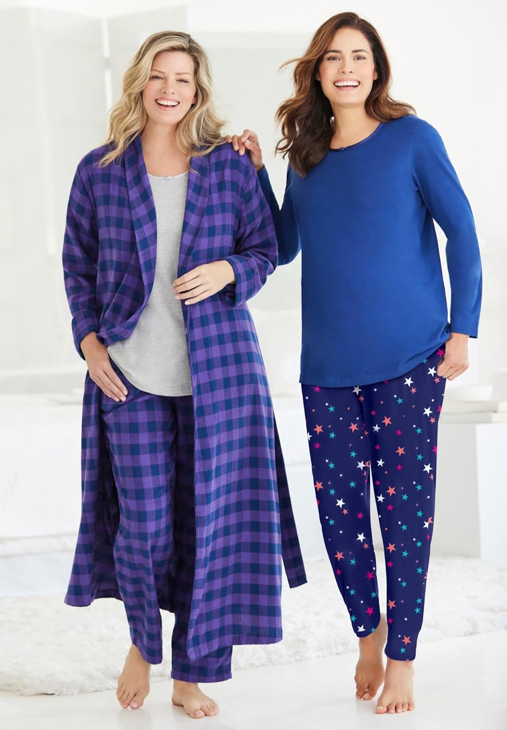Dreams & Co. Plus Size Long Flannel Robe