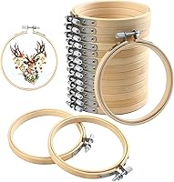 FEBSNOW 16 Pack 4 Inch Wooden Embroidery Hoops - Adjustable Natural Wood Rings for Cross Stitch, Crafts & Christmas Decor