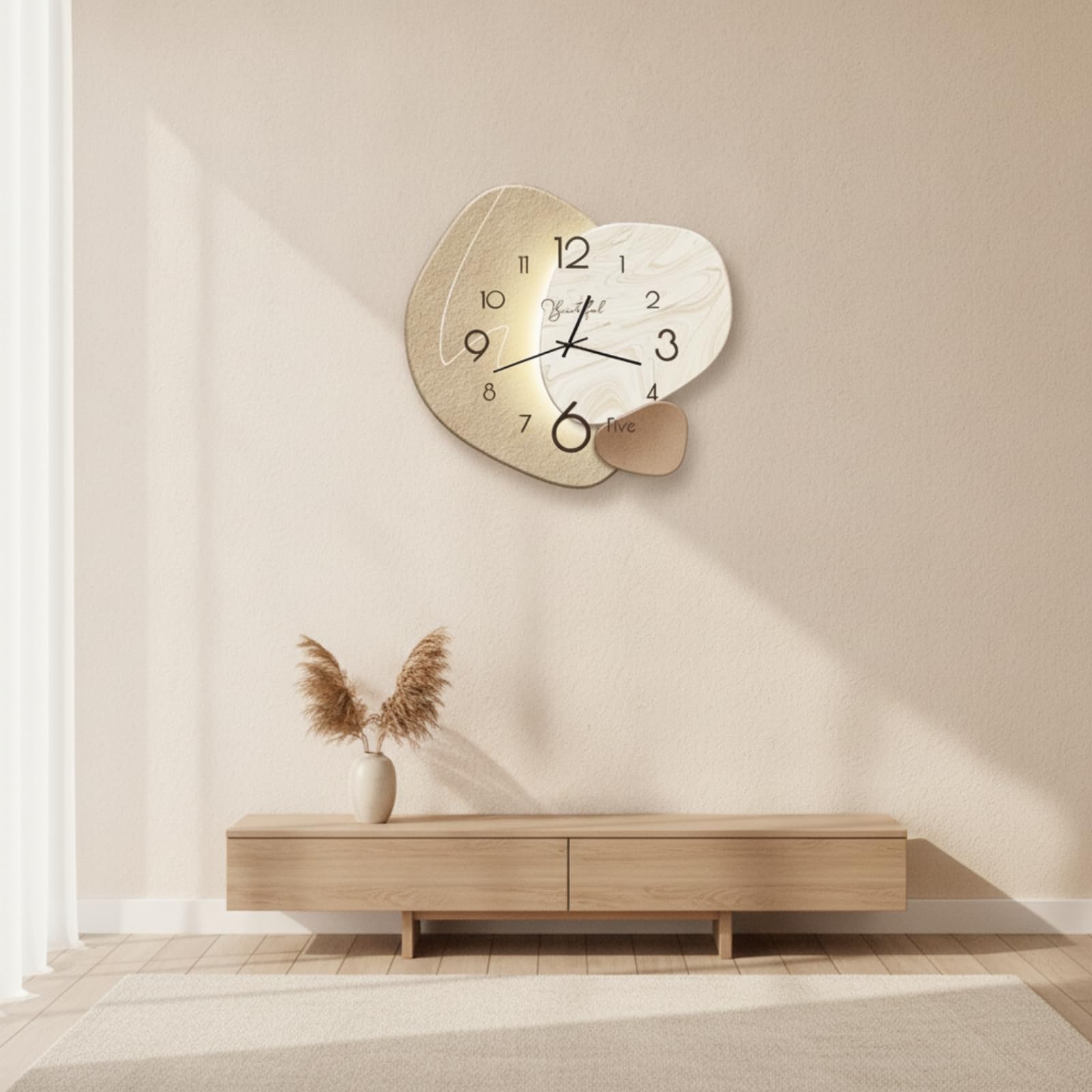 Orologio da Muro Silenzioso , Luce Di Pietra , Grande – Diametro 38 Cm