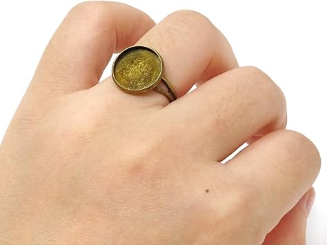 Honbay 20PCS 12mm Adjustable Finger Ring Blank Bases Round Finger Ring Trays (Bronze)