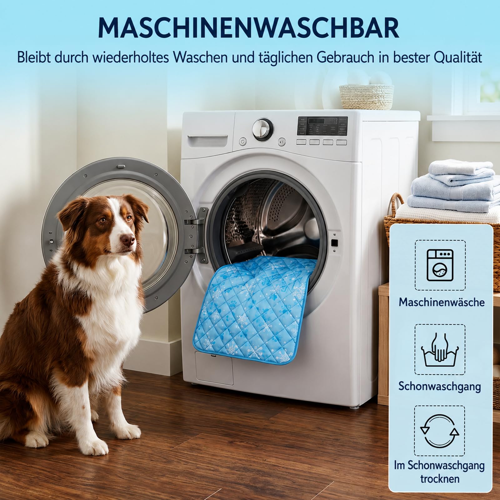 MOAZIFI Kühlmatte Hund Selbstkühlend 100x70cm, Waschbare Kühldecke Hund & Katze, Sommer-Kühlmatte Für Katzen & Hunde, rutschfeste Hundekühlmatte Für Auto, Körbchen & Zuhause – Kühleffekt