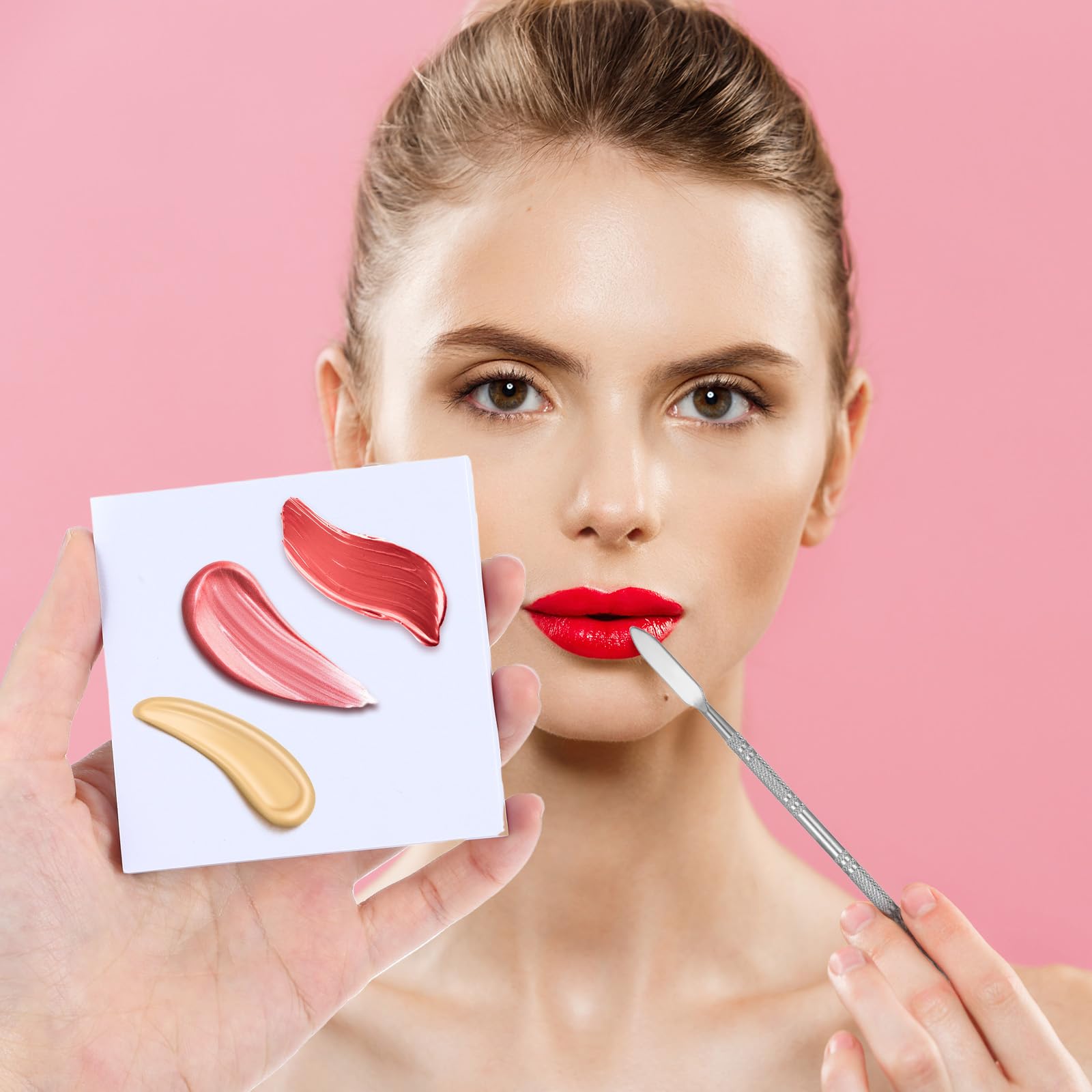 Oruola 100 Sheets Disposable Nail Art Palette Paper,Makeup Mixing Palette Paper,2 Sizes of Waterproof Portable Nail Art Palette with Stainless Cosmetic Spatula for Makeup Nail Gel Mixing Home Salon - Image 4