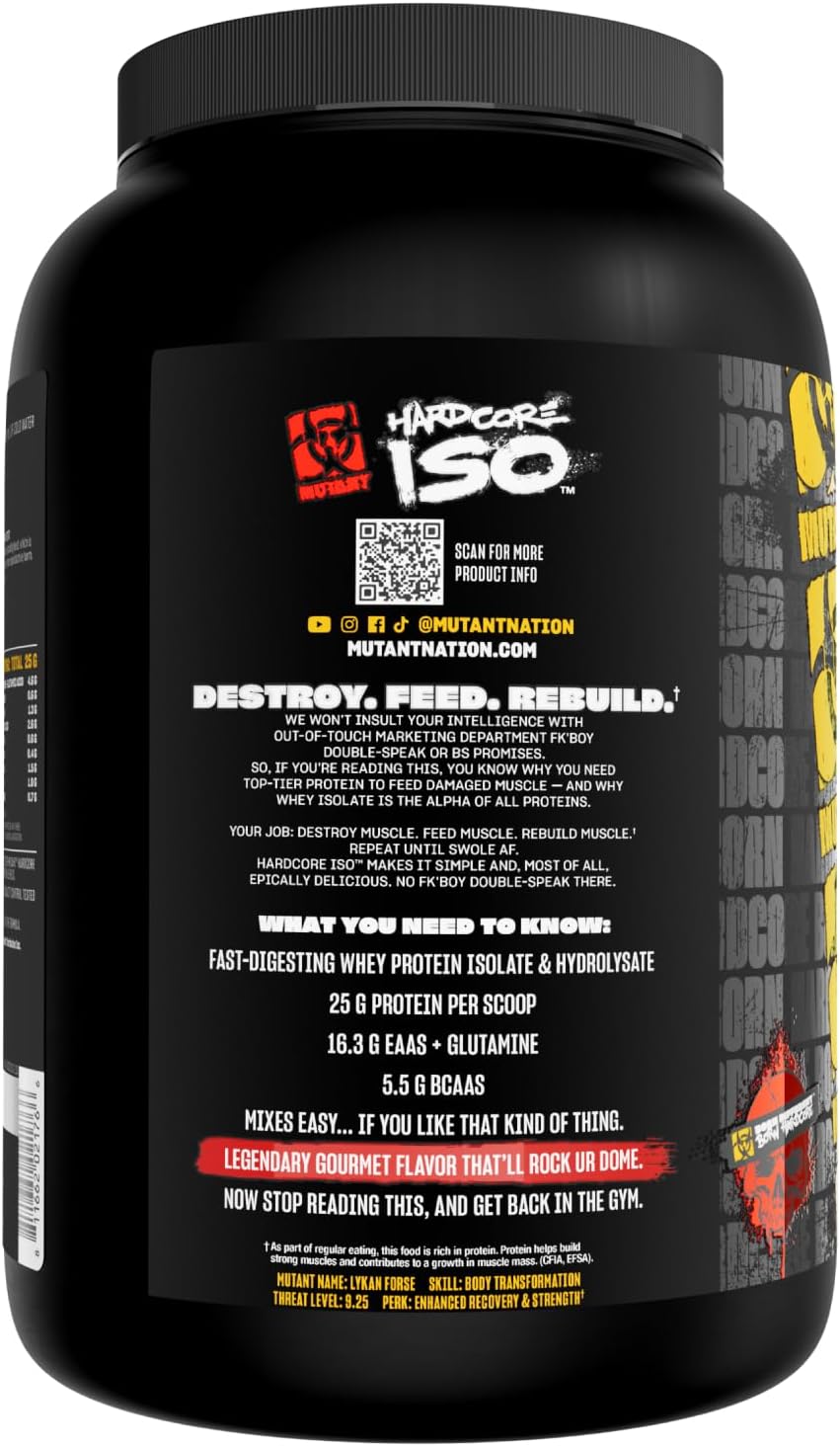 Mutant ISO Surge Whey Protein Isolate Powder Acts Fast to Help Recover, Build Muscle, Bulk and Strength, 1.6 lb - Strawberry Milkshake