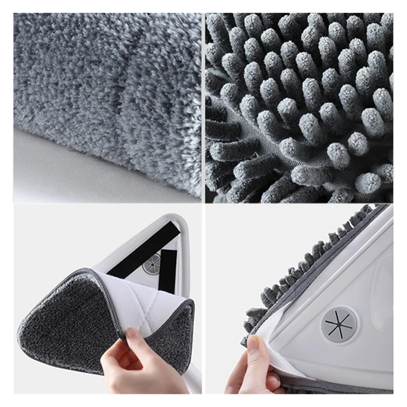 Dreieckiger Glaswischer, Teleskopstange, Fensterreinigungsbürste, Fensterreiniger, Haushaltswerkzeug(4 Cloths White 1m)