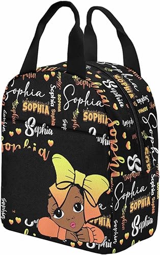 Miniatura 4 de InterestPrint Lonchera personalizada con nombre para niñas, con corazones anaranjados degradados, enfriador, reutilizable, lonchera personalizada