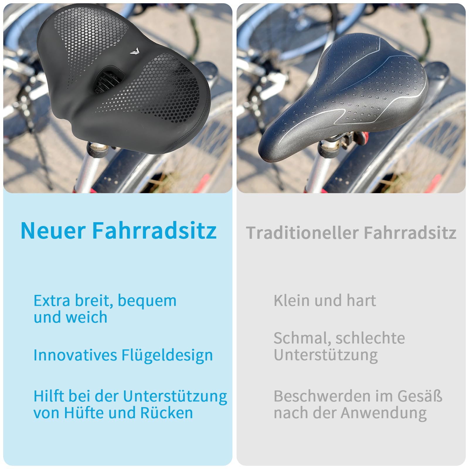 KOOOGEAR Sella per bicicletta da uomo e da donna, comoda, extra larga, traspirante, ergonomica, universale, ricambio per mountain bike, bici da città, Ebike, cyclette