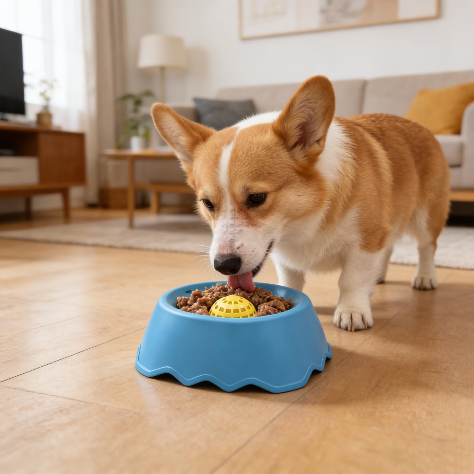 Piatto per cani che mangia lentamente con mangiatoia rotante per leccare le palline antiscivolo per cibo umido acqua liquido dispenser per cani ciotola