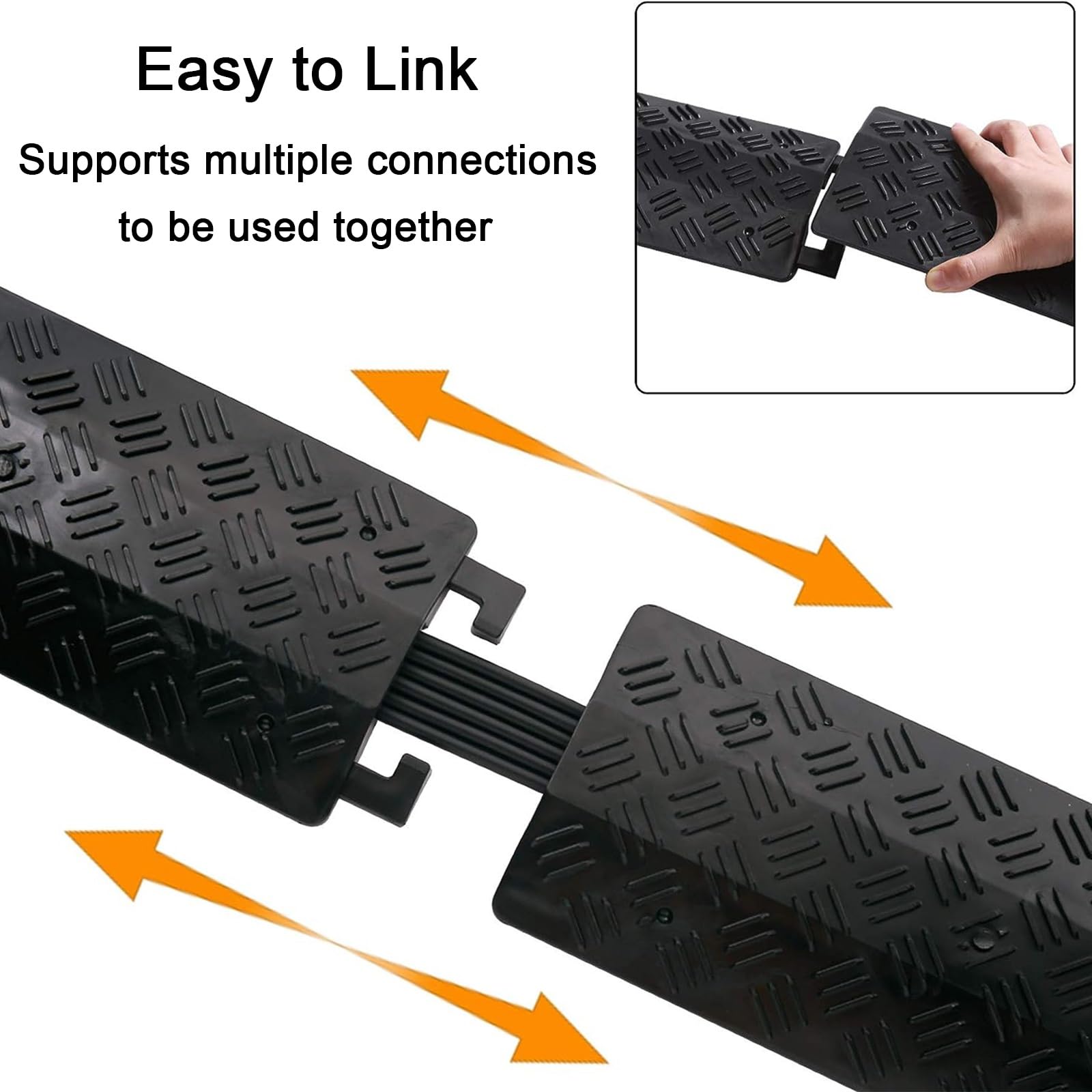 4 Pieza Pasacables de Suelo de PVC de 1 Canal, Protector de Cable de Manguera de Entrada para Rampa de Entrada, Protector de Cable Cubierta Protectora Cable Cover(Black,100x12x2cm)