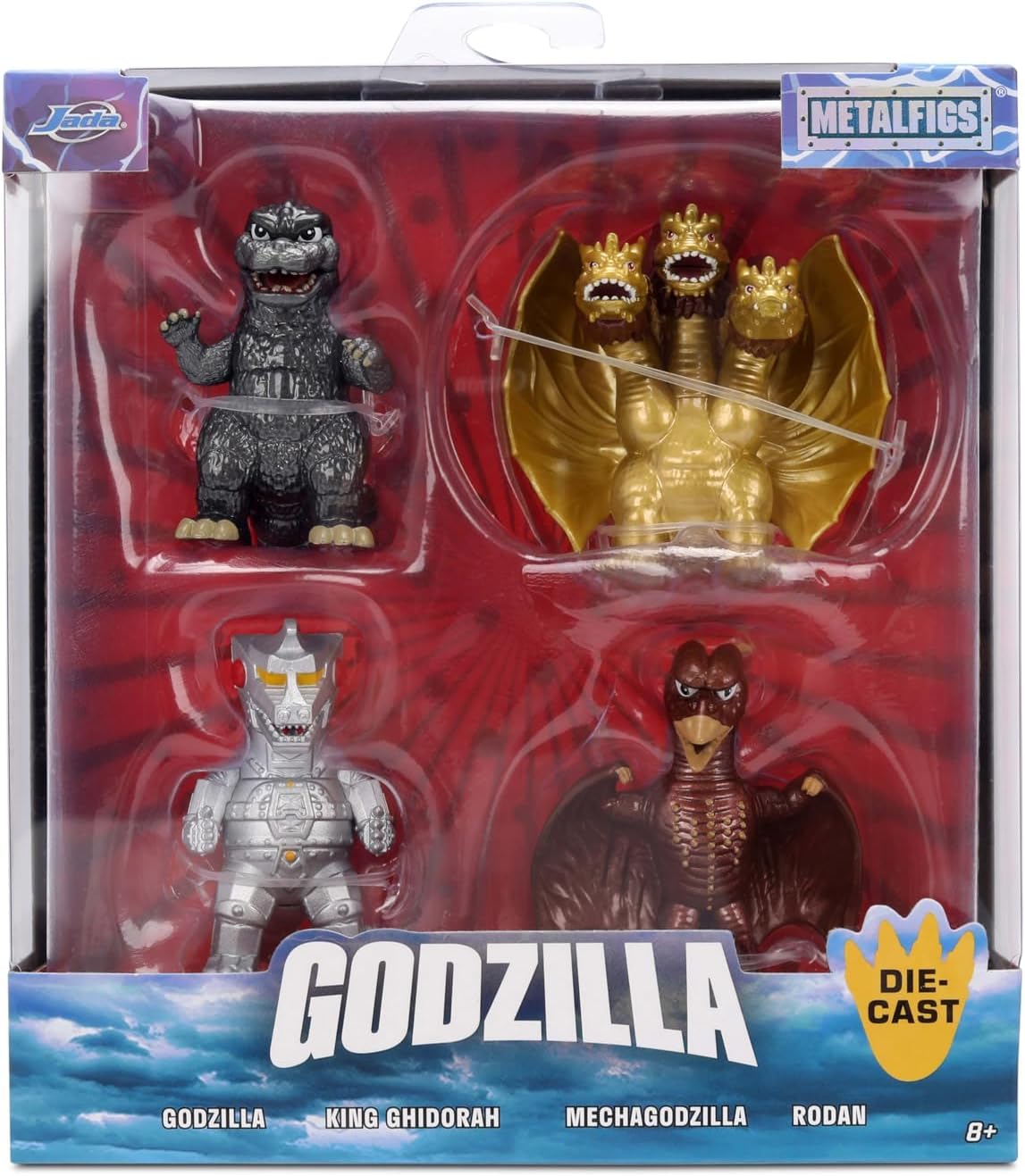 Jada Godzilla Metalfigs 4-Pack Toho Monsters Collectible Figures 2.5-Inch Scale – Godzilla, Mechagodzilla, Ghidorah, Rodan Toys
