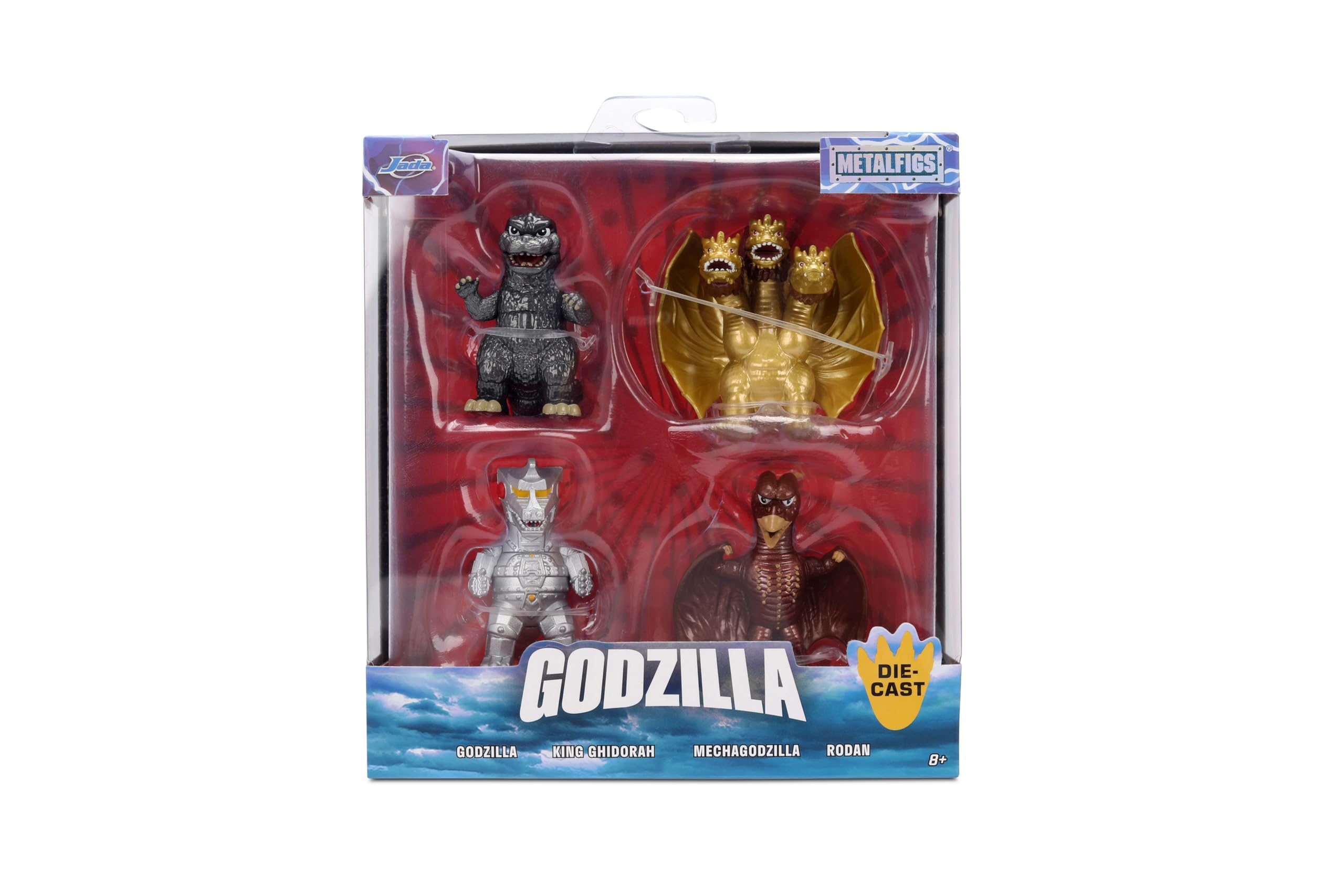 Jada Godzilla Metalfigs 4er-Pack Toho Monsters Sammelfiguren 6,3 cm Maßstab - Godzilla, Mechagodzilla, Ghidorah, Rodan Toys