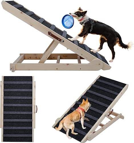 Rampa para perros para cama con superficie de goma antideslizante, escaleras para perros y gatos grandes, medianos y pequeños, rampa ajustable para