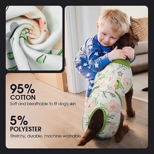 Miniatura 45 de Fuamey Traje de recuperación para perros, esterilización, protege la piel, antilamidos, heridas abdominales, mameluco para hembra, macho, cachorro