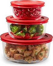 Pyrex Simply Store 6-PC Large Glass Food Storage Containers Set, Snug Fit Non-Toxic Plastic BPA-Free Lids, Freezer Dishwasher Microwave Safe