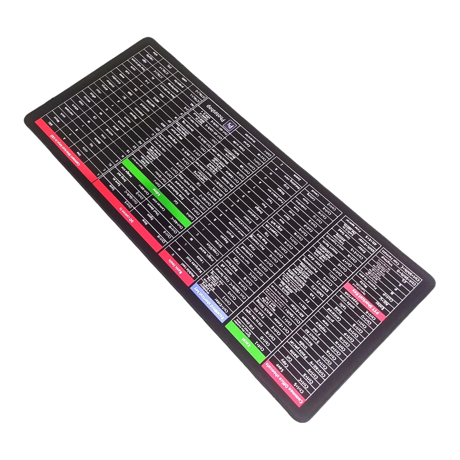 REFUZEN Gaming Mouse Pad | Anti-Slip XXL Keyboard & Mouse Mat with Office Excel Software Shortcuts Key Patterns Printed (70 X 30 cm)