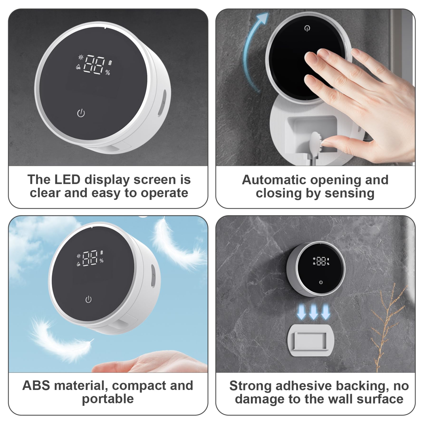 Soporte Inteligente para cepillos de Dientes UV, Limpiador de cepillos de Dientes eléctrico montado en la Pared con Secado automático, Pantalla LED, Sensor de Movimiento - Organizador de baño para