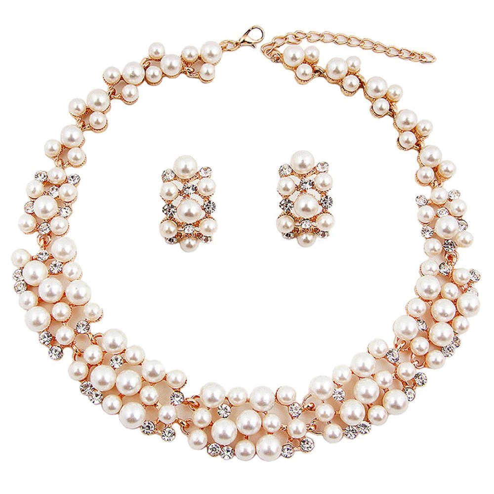 Shining Diva Fashion Jewellery Pearl Necklace Set with Earrings for Women and Girls (Golden) (rrsd8484s) (B071ZMWGLC) Amazon Price History, Amazon Price Tracker