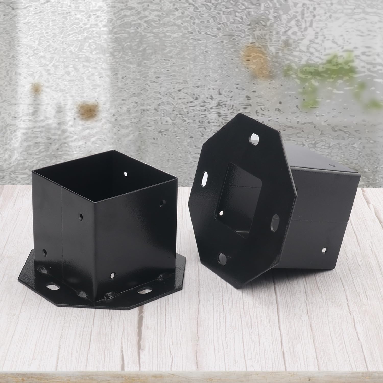 Staffe Regolabili Per Pali Da 5x5, 10x10 E 15x15 Cm | Set 8 Pezzi In Ferro Antiruggine | Per Pergole, Recinzioni E Ponti | Spessore 2,8 Mm