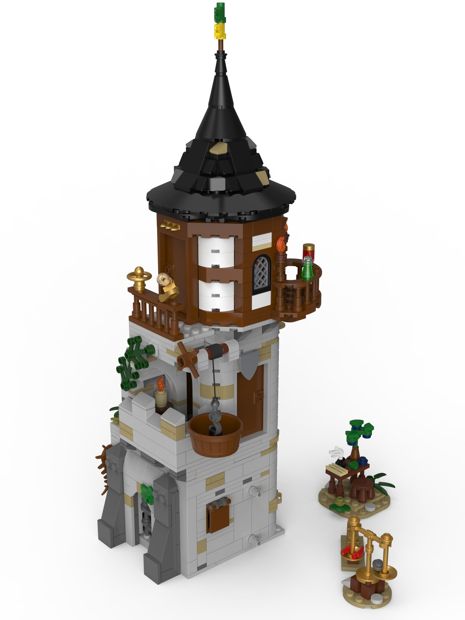 BlueBrixx Pro 108111 – Burg Bärenfels: Turm des Alchemisten aus Klemmbausteinen mit 1018 Bauelementen. Kompatibel mit Anderen Klemmbausteinen. Lieferung in Originalverpackung.