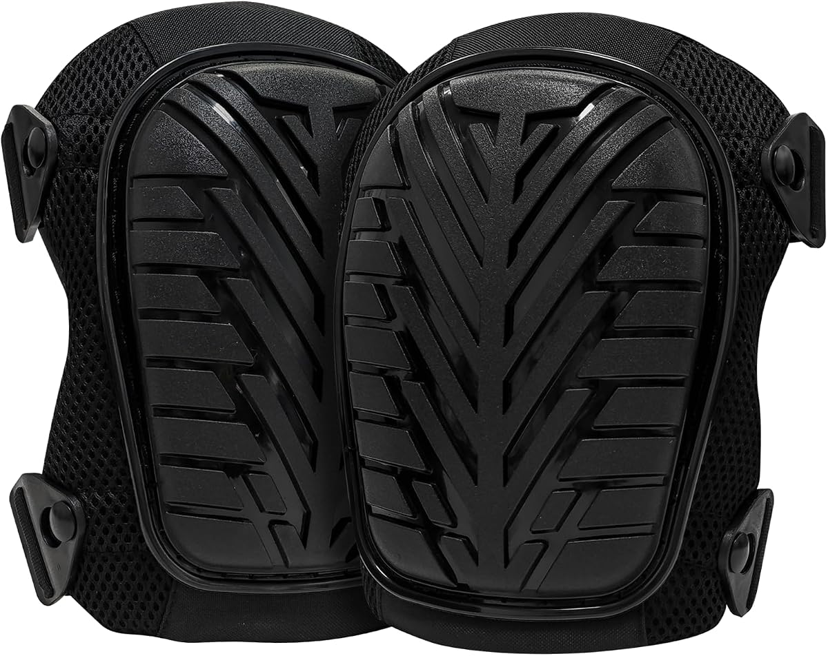 Rodilleras de trabajo TPE Shield Gel Core 1 par de malla transpirable | Negro, tela Oxford 900D, carcasa dura, malla 3D transpirable, hebillas de liberación rápida,antideslizante,para construcción,jardinería,suelos
