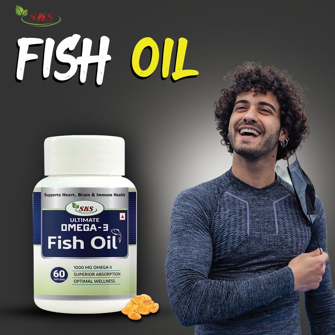SKS Omega 3 Fish Oil (60 Capsules) | Trustified Certified for Accuracy & Purity | 1000mg Omega 3 with 180mg EPA & 120mg DHA — Amazon image 2