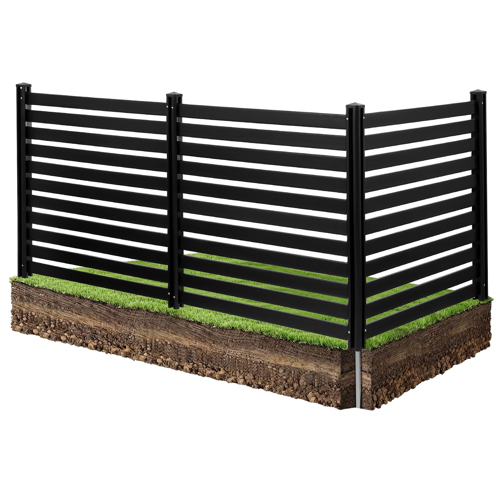 Photo 1 of ***MISSING PARTS***
VEVOR 3 Panels Outdoor Privacy Screen, 50 x 48 in Air Conditioner Fence with 27.6 in Ground Stakes, Pool Equipment Enclosure, Vinyl Privacy Fence, Ideal for Trash Can and A/C Units, Black