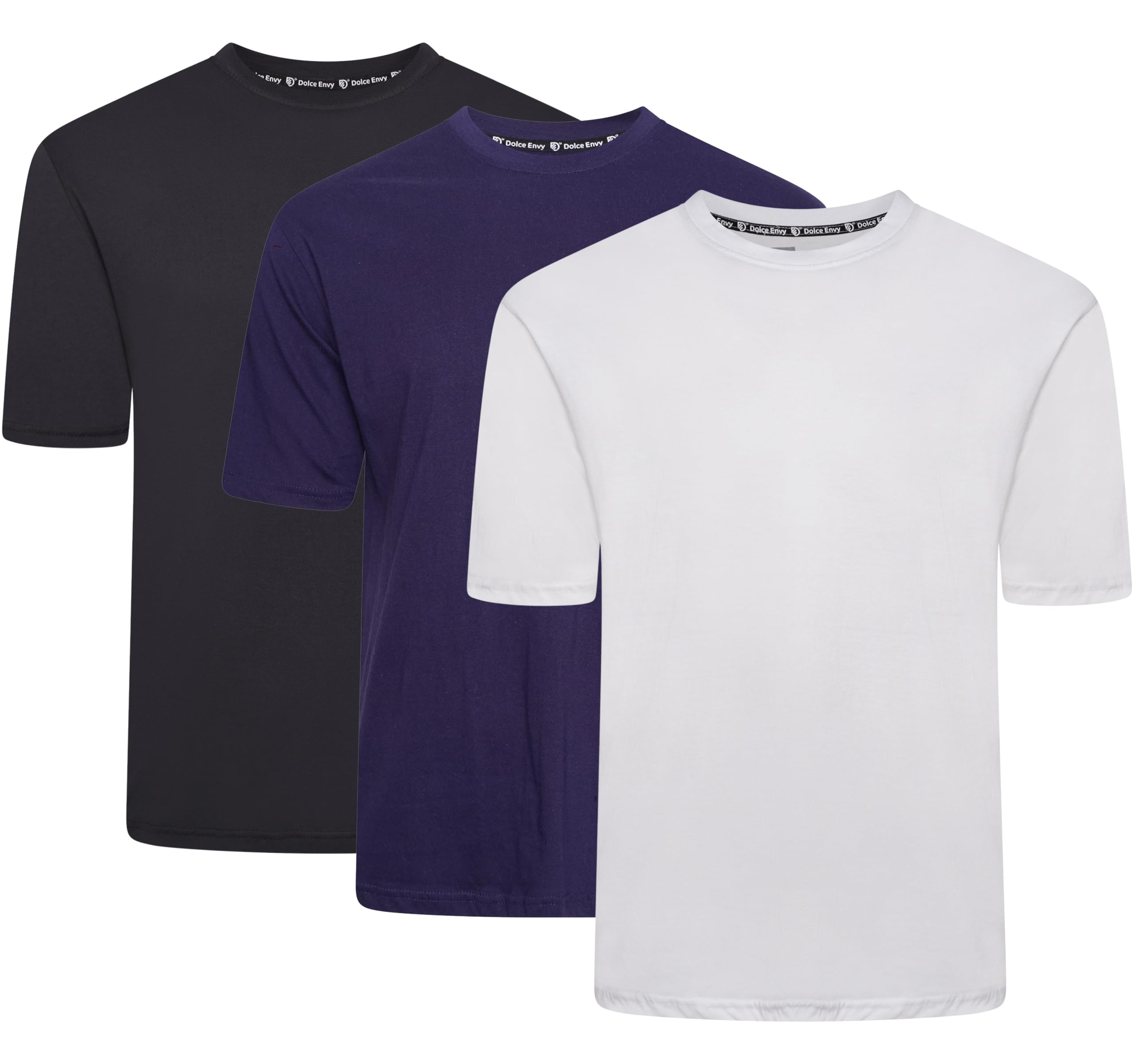 DOLCE ENVYMen's Crew Neck T-Shirt Pack of 3 Running Dry Fit T-Shirt Athletic Outdoor Short Sleeve Sports Top for Comfortable Workouts.
