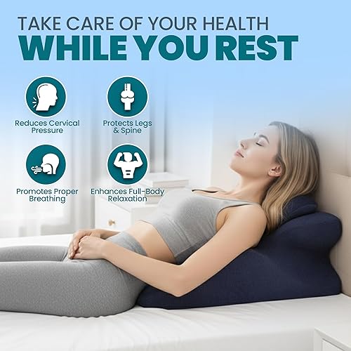 Miniatura 3 de Almohada de cuña de espuma viscoelástica para adultos, almohada ergonómica de lectura y cuña de cama para dormir, soporte de espalda, reflujo ácido