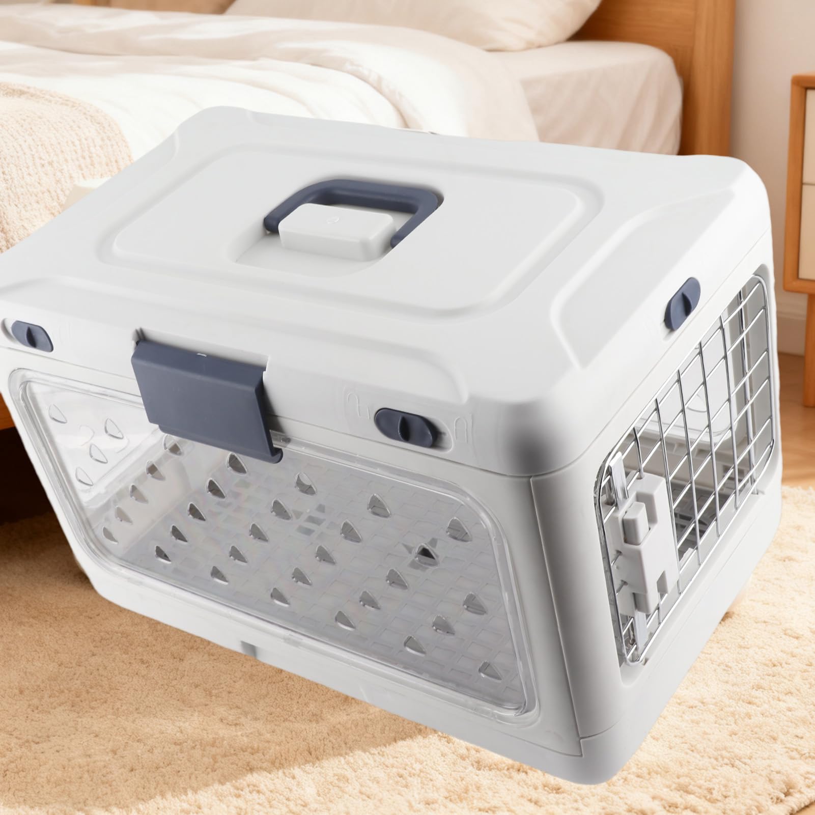 Generic Przenośny Składany Transporter dla Kota do Samolotu, Przeźroczysta Plastikowa Buda dla Zwierząt o Dużej Pojemności, Idealna do Podróży Bez Stresu, Wymiary 19,69 X 12,60 X 12,20 Cala