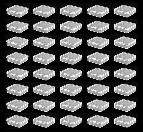 Paquete de 40 cajas pequeñas de almacenamiento transparentes de 3.0 in, caja de almacenamiento de cuentas de plástico transparente con tapa con