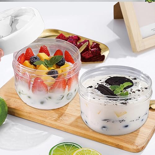 Miniatura 5 de 2 recipientes de avena para toda la noche con tapas, cuchara de 20 onzas, tarros portátiles de yogur de plástico, tazas de desayuno para adultos,