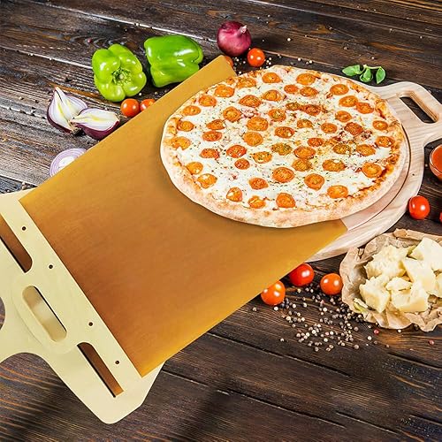 Miniatura 6 de Pala Pizza Scorrevole, la cáscara de pizza que transfiere la pizza perfectamente, antiadherente, 11.8 x 19.6 pulgadas, pala para pizza con mango y