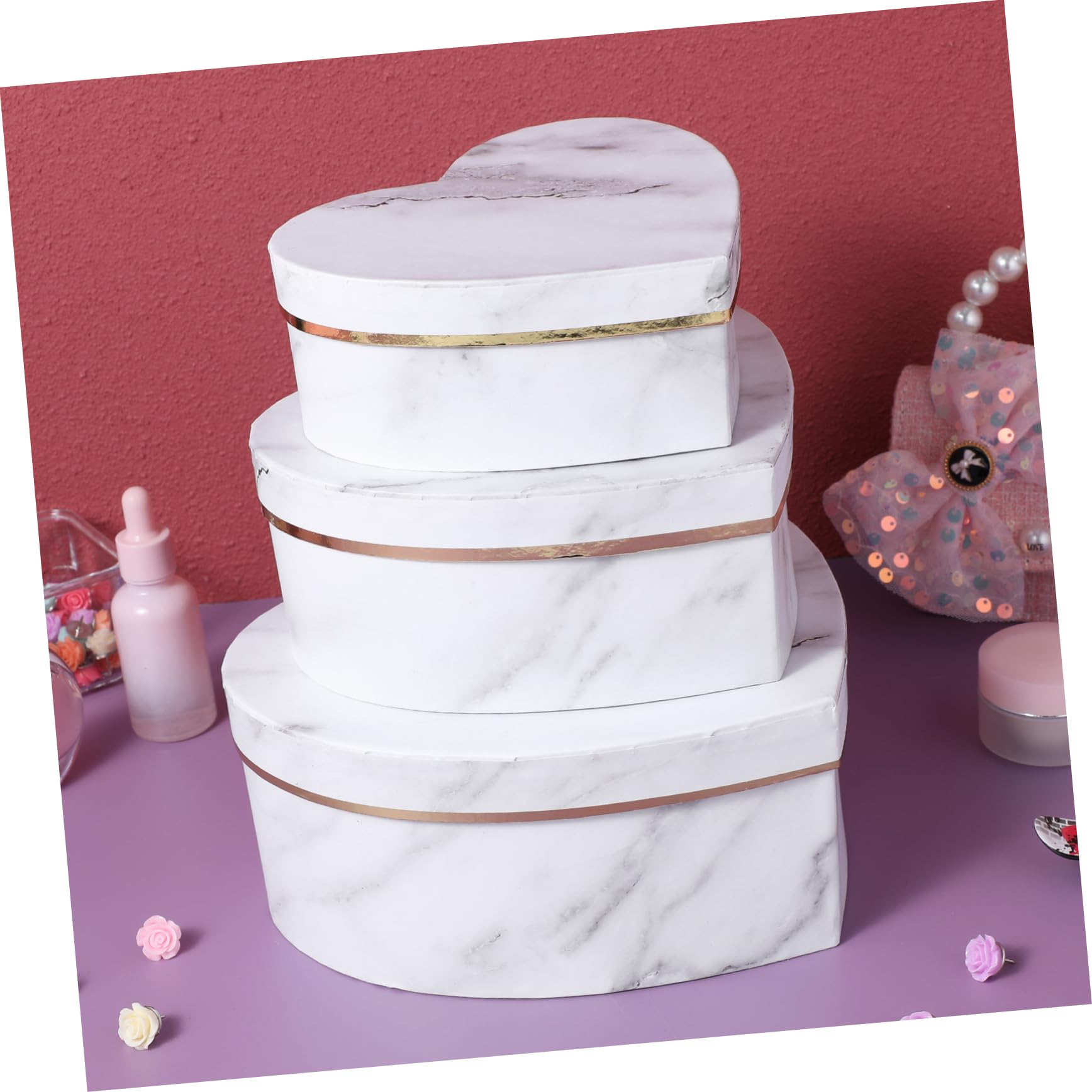 Hemobllo Herz Geschenkbox 3 Stück aus Papierkarton mit Feiner Verarbeitung und Tragbarem Design Herzförmige Geschenkverpackung für Hochzeitsparty und Elegante Geschenkbox