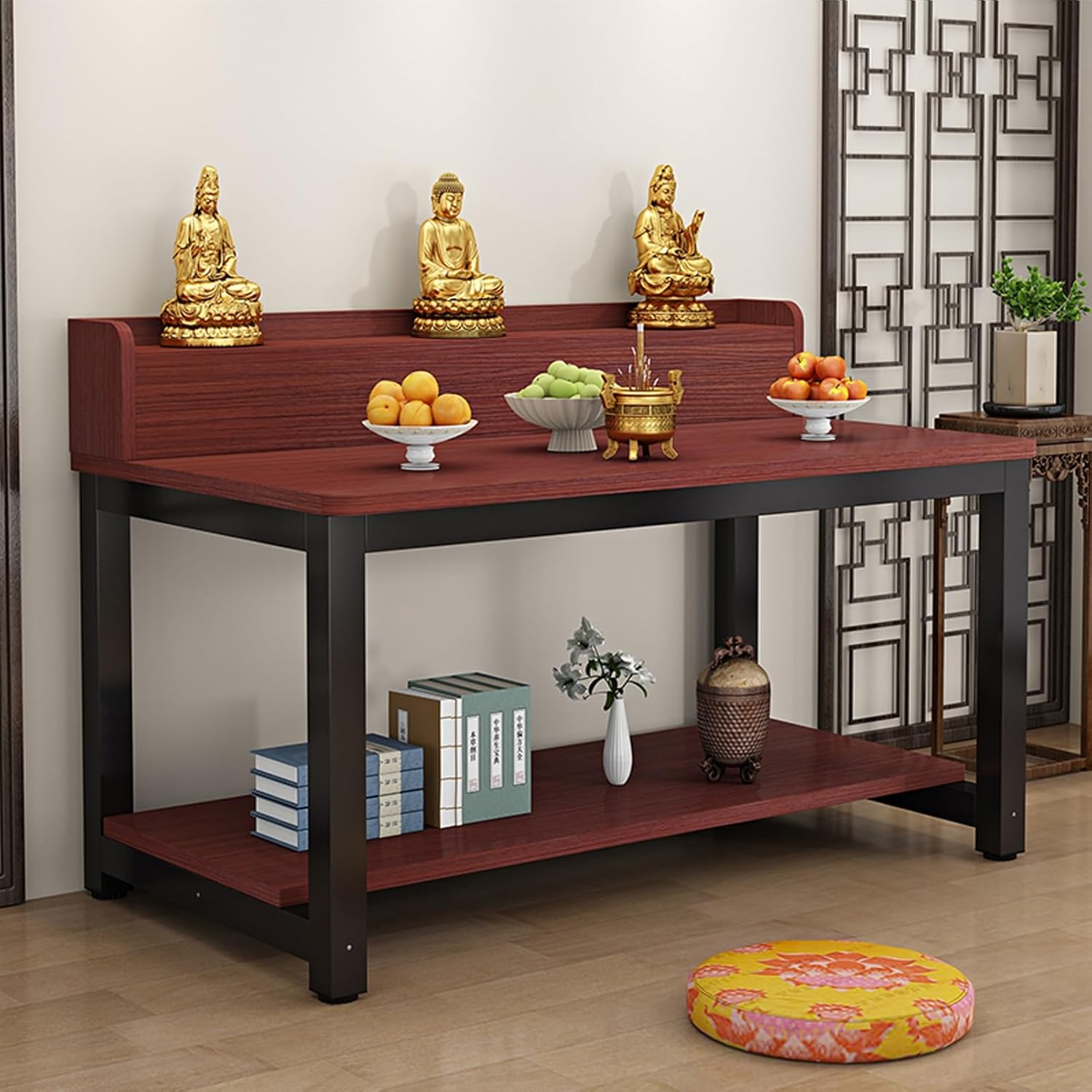 3-Tier Altar Table, Buddhist Puja Cabinet, Chinese Buddha Stand for Living Room, Bedroom, Office, Bathroom - Elegant Meditation Furniture, Spiritual Decor
