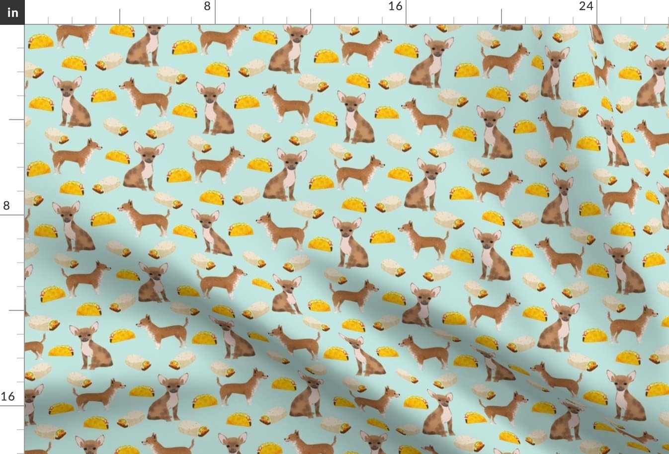 Spoonflower Fabric - Chihuahua Food Taco Dogs Pet Cute Tacos Burritos Novelty Print Printed on Upholstery Velvet Fabric Fat Quarter - Upholstery Home Decor Bottomweight Apparel