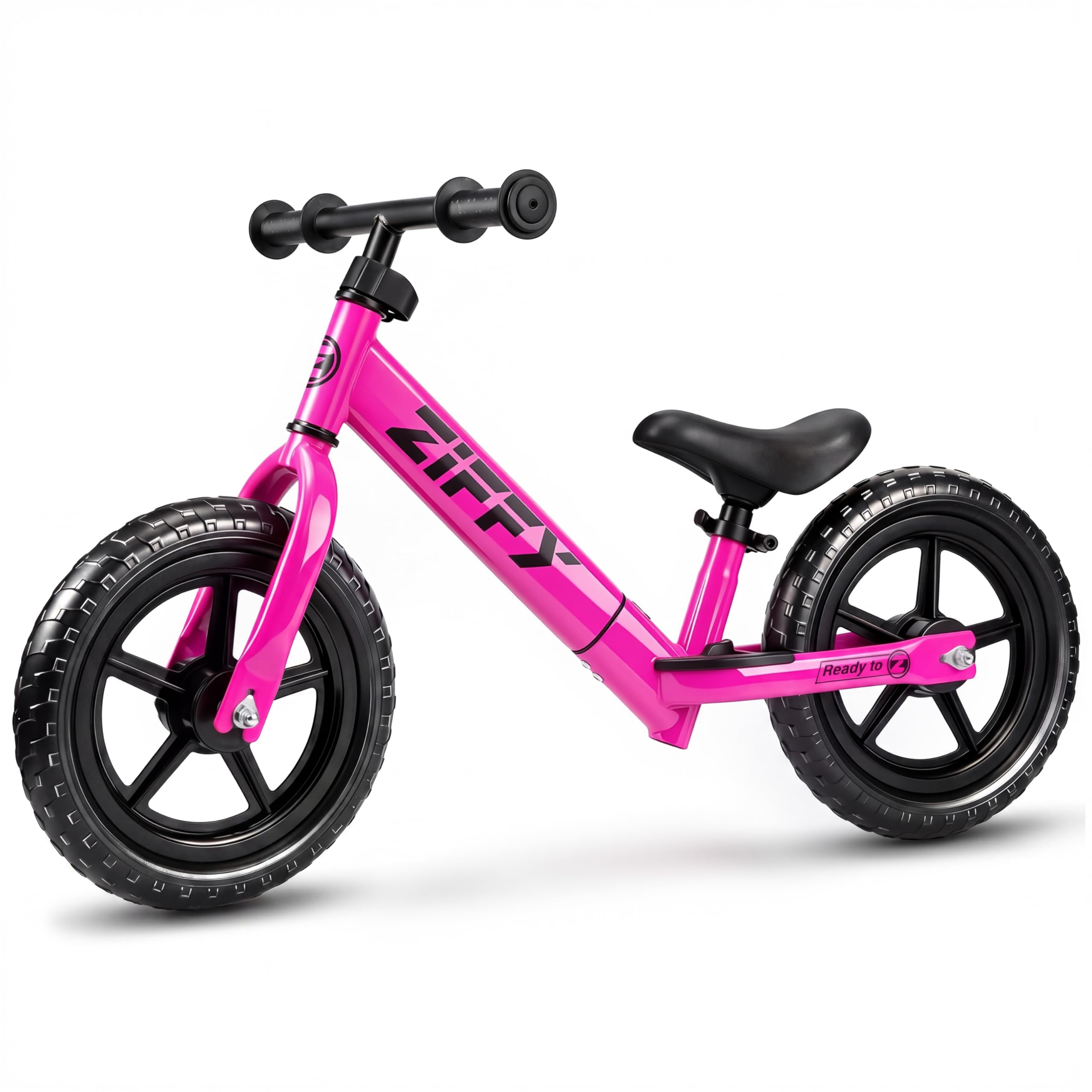 ZIFFY 12 Inch Toddler Balance Bike for 2-5 Years Old, No-Pedal Kids Balance Bike Toy, Lightweight Steel Frame, Sporty Outdoor Gift for Boys & Girls (Pink)