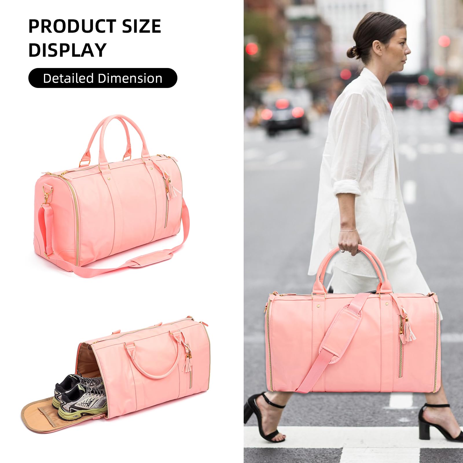 Borsa per indumenti da portare con sé, borsone da appendere per abiti, valigie, borse da viaggio con tracolla, per uomini e donne