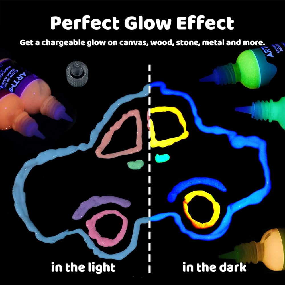 カングロウインザダーク Amazon | ARTME 暗闇で光るペイント 12色セット 明るい色 30ml/1