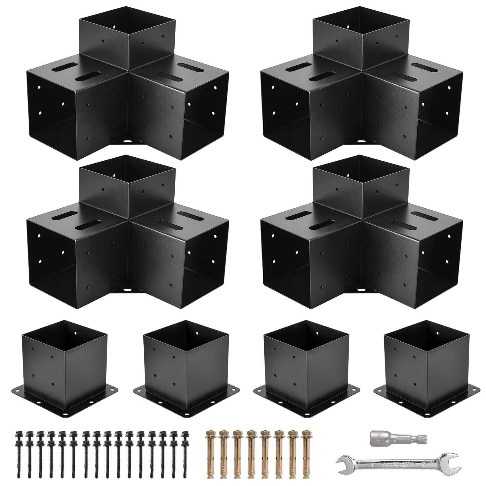 Buy 6x6 Pergola Kit,Pergola Brackets 3Way Right Angle Corner Bracket and Post Base with Black