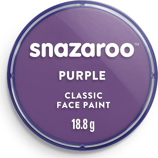 Snazaroo Classic Face and Body Paint, Purple, 18.8g Professional Water Based, Single Cake Makeup Supplies for Adults, Kids and Special FX