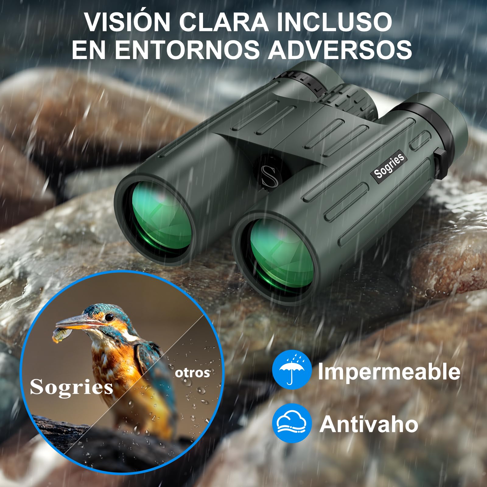 Kits de prismáticos HD de 14 x 45 para Adultos, de Alta Potencia con Adaptador de teléfono, trípode y Adaptador de trípode, prismáticos Impermeables y de Gran visión para observación de Aves, Caza