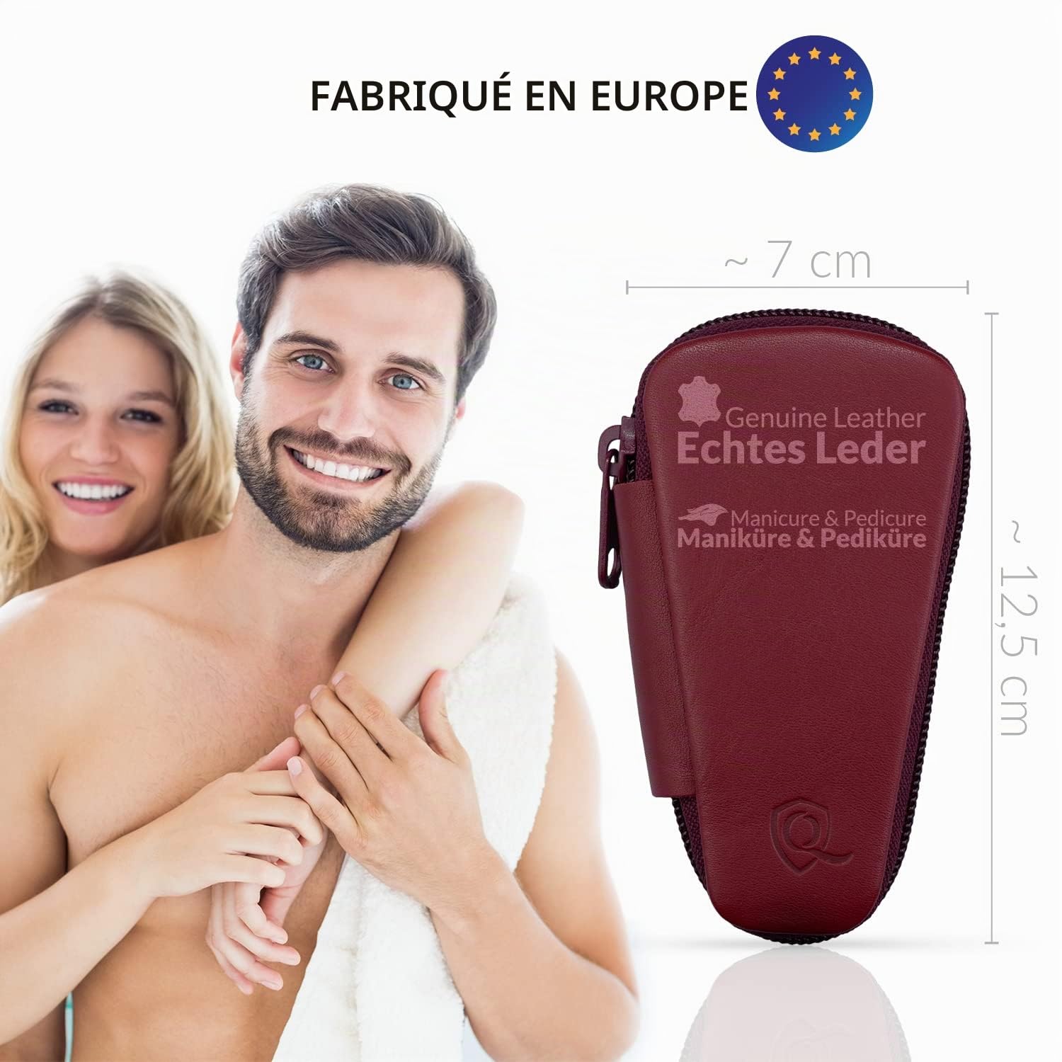 marQus kit manucure pedicure professionnel 5pc. - étui cuir véritable, coupe ongle, lime a ongles Solingen, pince à épiler, kit pedicure pince à ongles