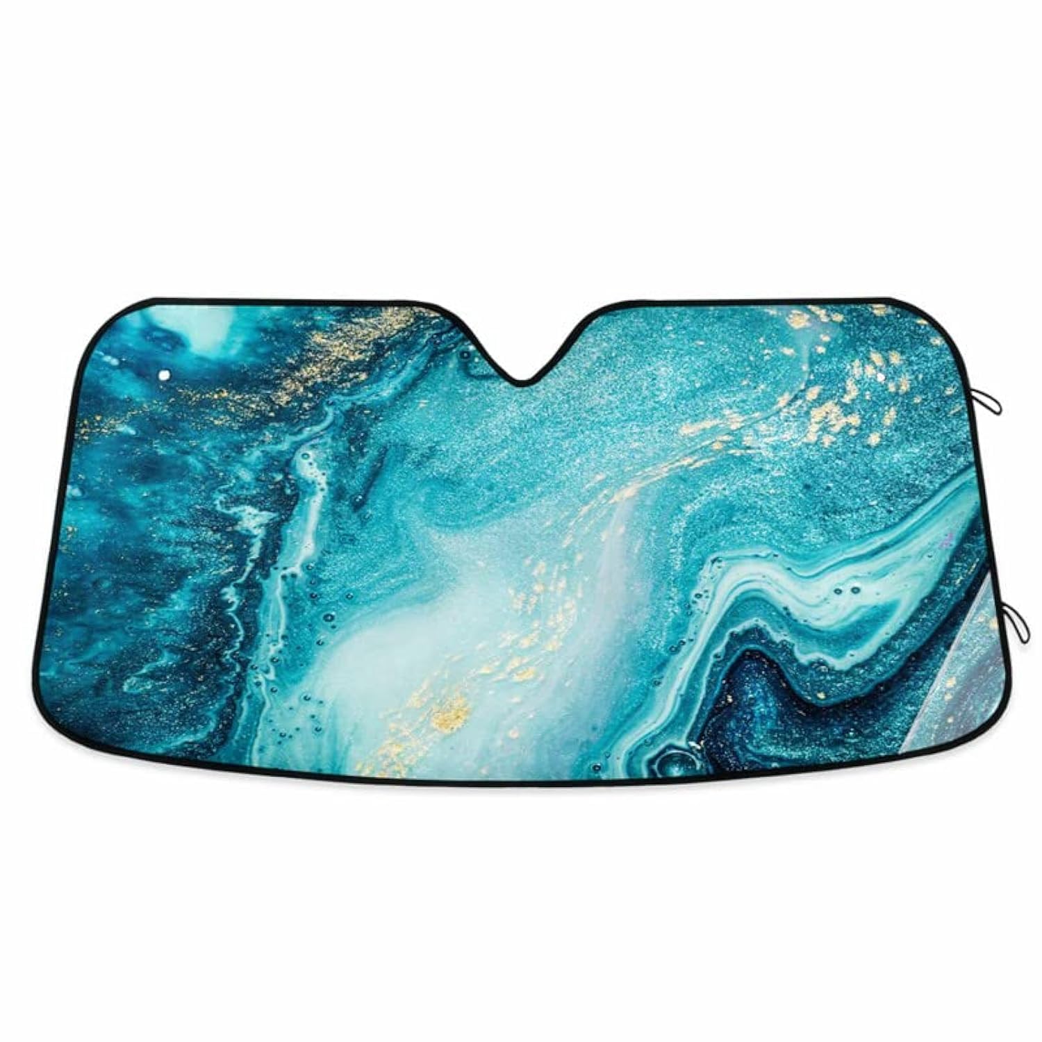 Boccsty Ocean Blue Marble Windshield Sun Shade for Car Truck SUV Gold Glitter Car window shades Car sun shade Auto Car Sun Visor for Men Woman M