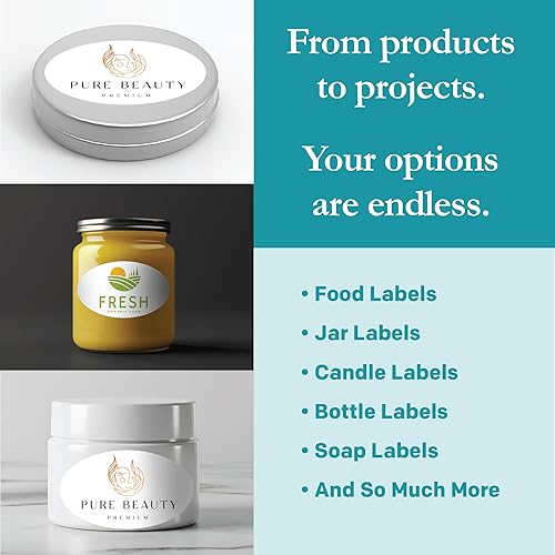 Miniatura 2 de Premium Label Supply Etiquetas ovaladas adhesivas blancas 333 x 2 pulgadas ovaladas compatibles con láserinyección de tinta 8 etiquetashoja 25 hojas