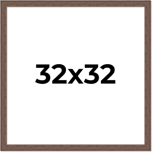 Marco de fotos de madera maciza marrón de granja de 32 x 32 pulgadas de ancho de 1.5 pulgadas de ancho | Profundidad del marco interior de 0.5