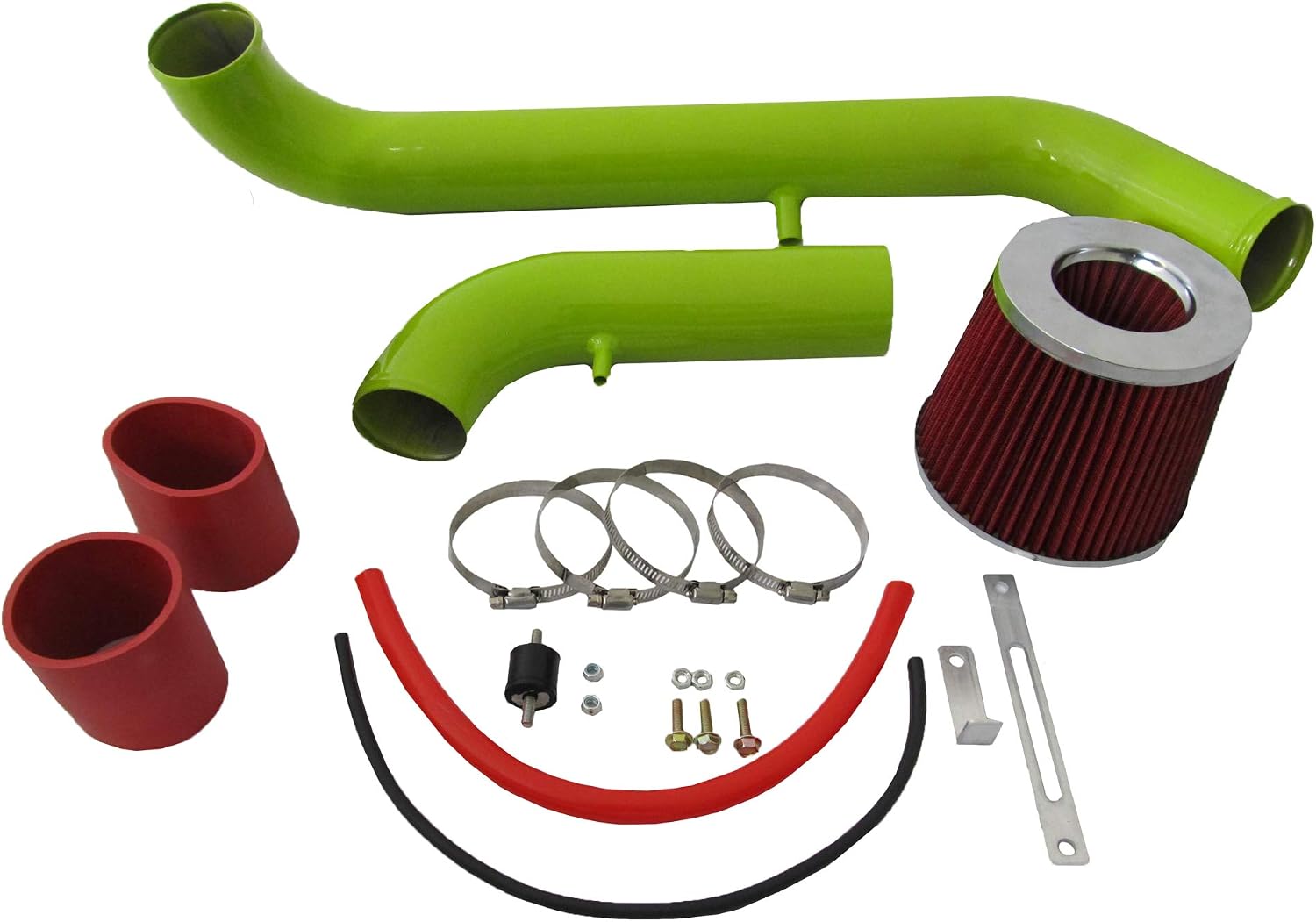 Green Pipe Cold Air Intake Kit & Red Filter Combo Compatible for Mitsubishi 95-99 Eclipse 2.0L Non-Turbo