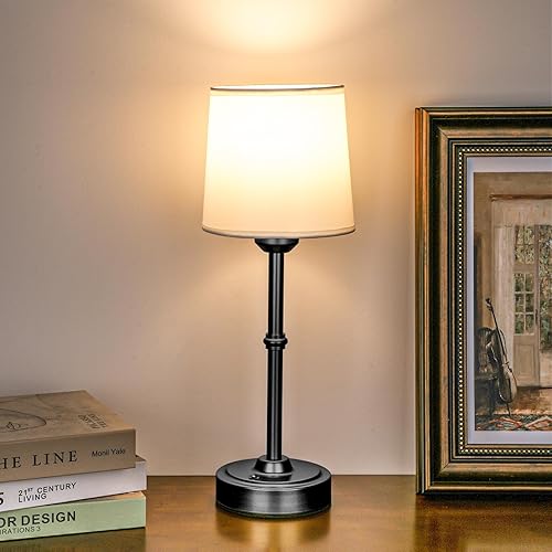 Miniatura 8 de Lámpara de mesa inalámbrica LED dorada recargable, 6000 mAh, funciona con pilas, lámparas inalámbricas para sala de estar, restaurante, patio,