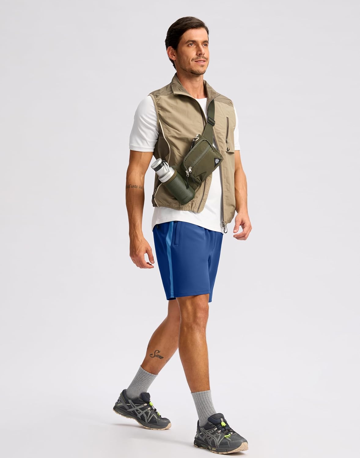 Pudolla Men's Running Athletic Shorts with 3 Zipper Pockets 5"/7" Gym Workout Shorts Lightweight Quick Dry for Hiking Casual - Image 3